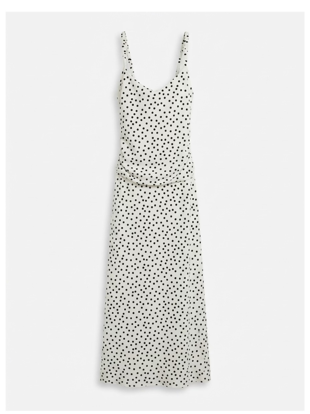 Polka Dot Maxi Slip Dress - White with Black Dots Size SMALL